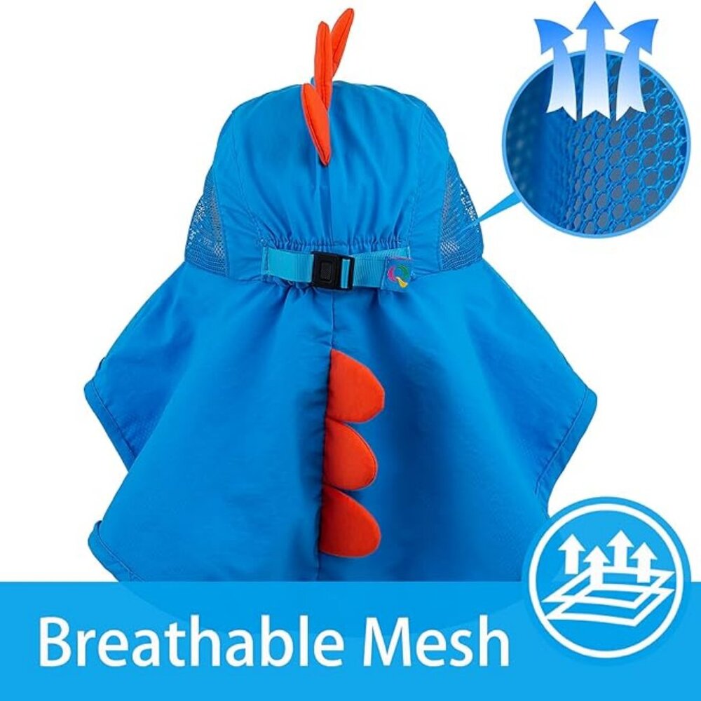 Kids Sun Hat UPF 50+ Boy Girl Protection Hat Wide Brim Beach Hats Mesh Adjustabl - Picture 3 of 9